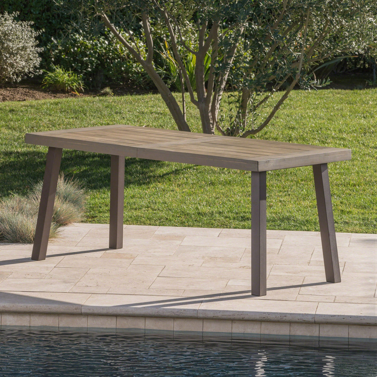 Acacia Wood Dining Table With Slat Design - Best Buy Furniture
