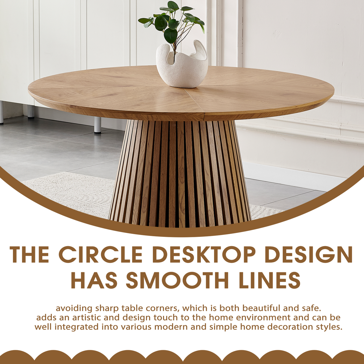 Wooden Dining Table - Modern Round Design for Versatile Use