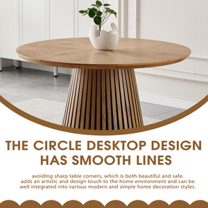 Wooden Dining Table - Modern Round Design for Versatile Use