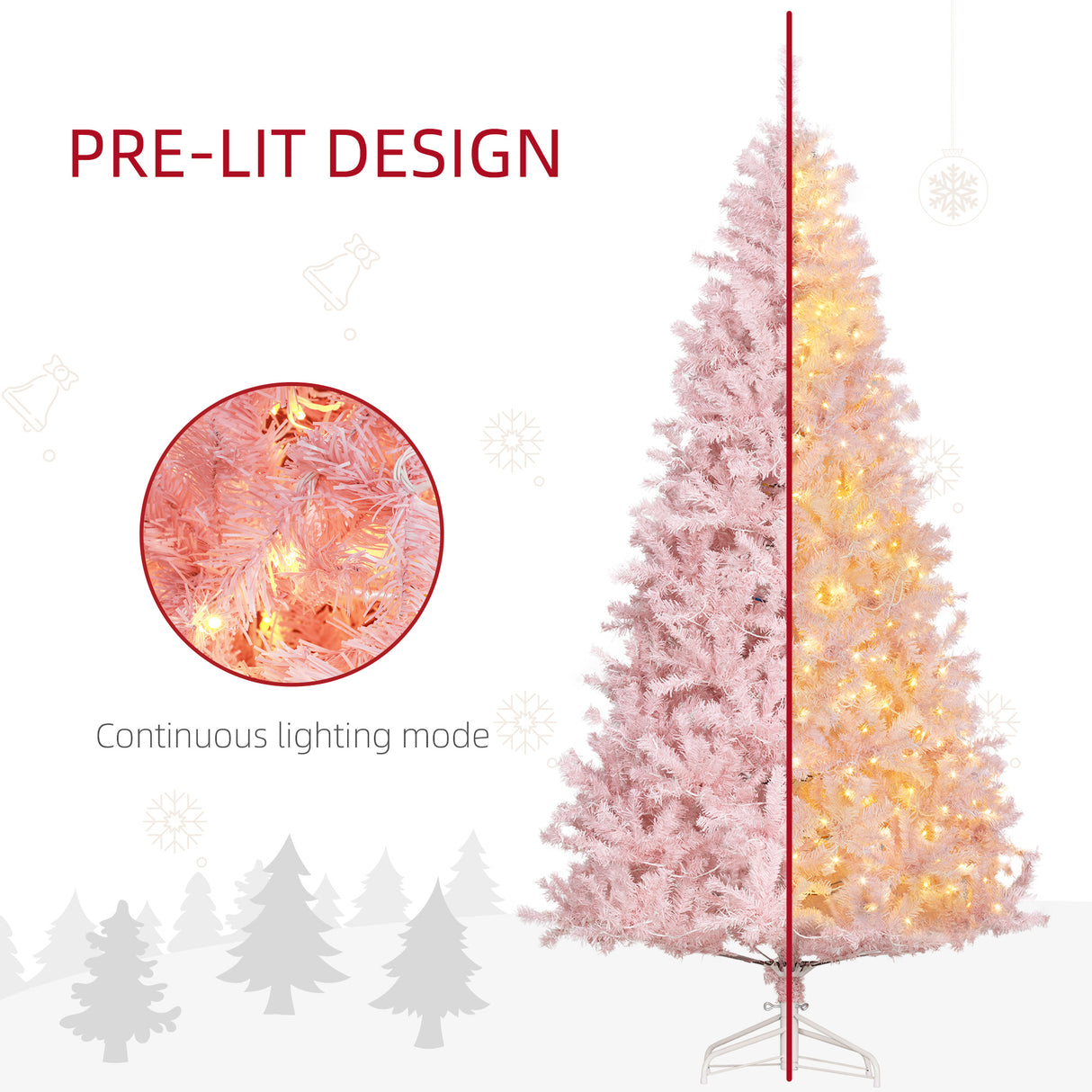 HOMCOM 7.5' Tall Prelit Christmas Tree