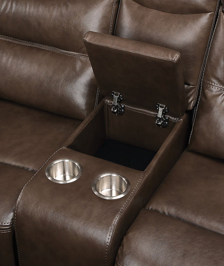 Aashi - Leather Gel Match Recliner Loveseat - Brown - Best Buy Furniture
