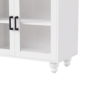 Farmhouse TV Stand With Solid Wood Gourd Shaped Legs For TVs Up To 70"
