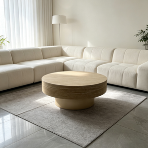 31.88 Inch Round Travertine Coffee Table