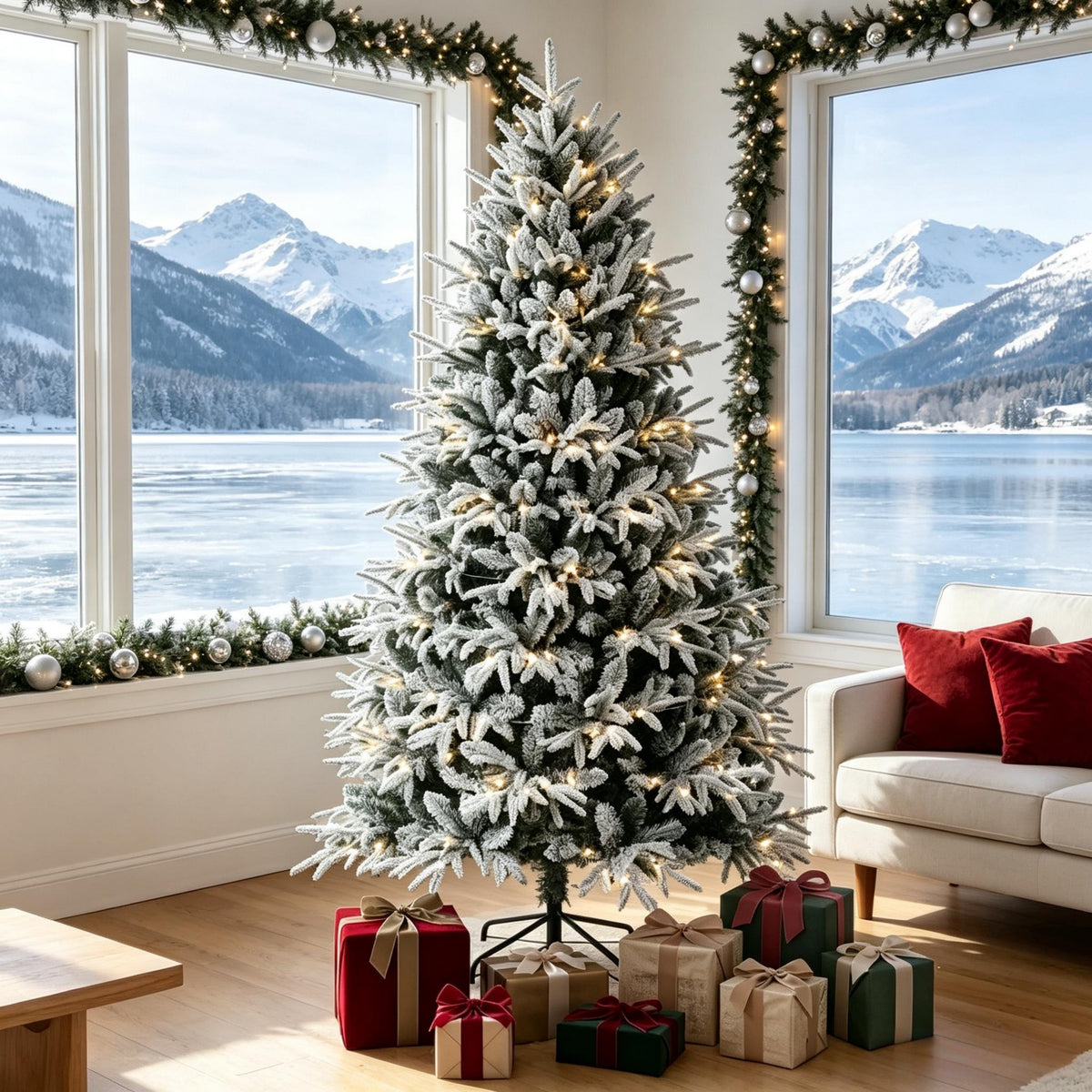 Pre-lit Flocked Christmas Tree