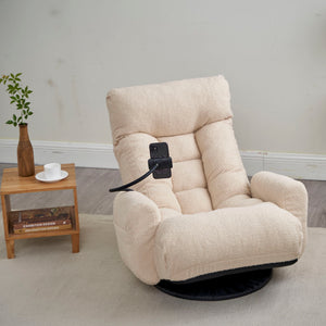 Adjustable Swivel Lounge Chair With 360 Degree Rotating Seat And Headrest Support
