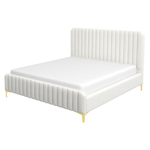 Valery King Size Bed Frame with Tufted Upholstery - White Boucle