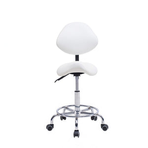 Saddle Stool Chair with Backrest - White