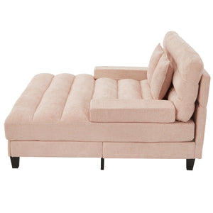 Chaise Bed Lounge Sofa Chair With Adjustable Backrest And LED Light Strip