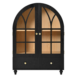 Arched Display Cabinet with Tempered Glass Doors