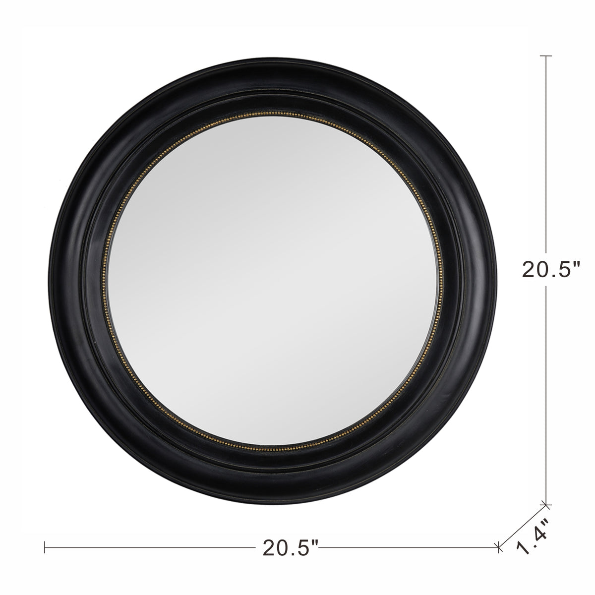 Round Wall Mirror with Black Frame - 20.5 Inch