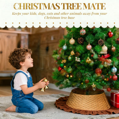 Rustic Christmas Tree Skirt, Plastic Woven Christmas Tree Collar