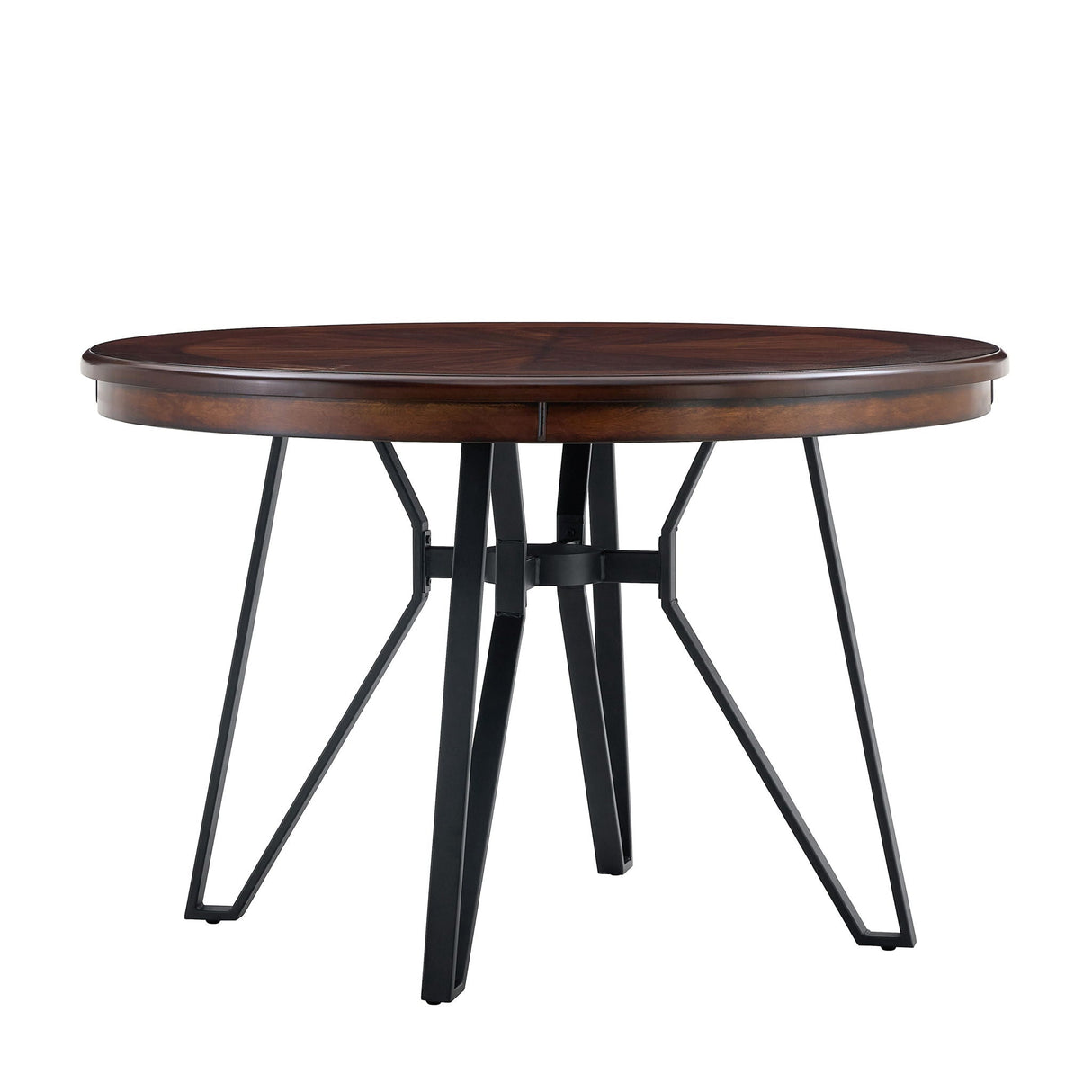 Mid Century Modern Round Dining Table With Metal Legs And Open Shelf - Best Buy Furniture