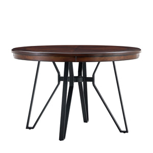Mid Century Modern Round Dining Table With Metal Legs And Open Shelf - Best Buy Furniture