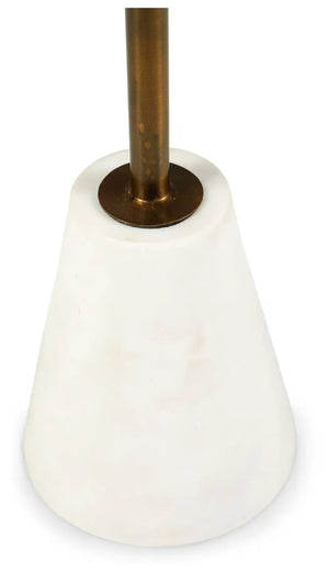 Caramont - Accent Table with White Base - Black / White / Gold Finish - Best Buy Furniture