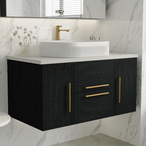 39.4 in Modern Floating Bathroom Vanity with Ceramic Sink