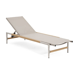 Hargrove - Outdoor Patio Aluminun Chaise Lounge, Outdoor Mesh Seat - Natural / Silver - Best Buy Furniture
