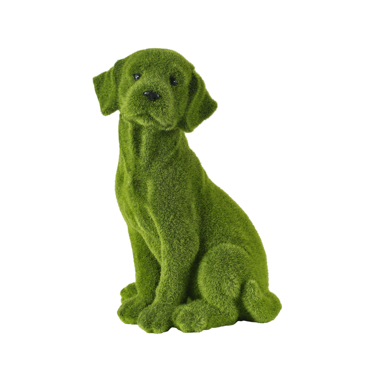 Flocked Dog Garden Statue with Weather Resistance - Green