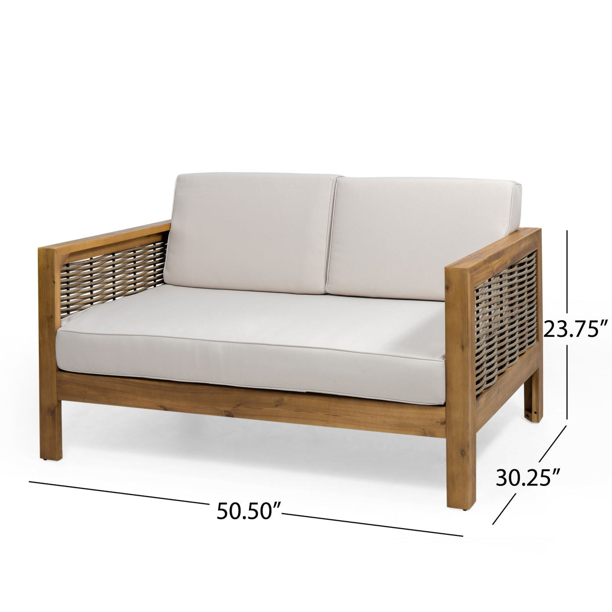 Outdoor Patio Set With Coffee Table And Loveseat - Teak / Beige - Best Buy Furniture