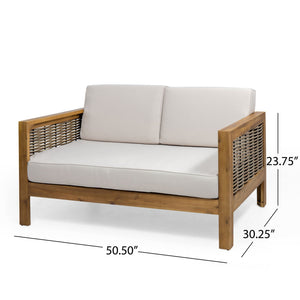 Outdoor Patio Set With Coffee Table And Loveseat - Teak / Beige - Best Buy Furniture