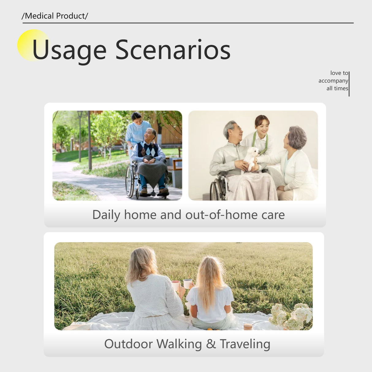 Lightweight Foldable Transport Wheelchair For Adults, Square Tube Design