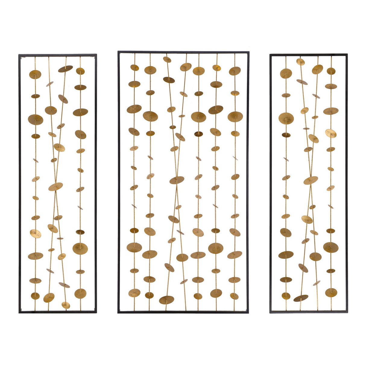 Metal Decorative Wall Art With Frame, Wall Decor For Living Room (Set of 3) - Gold