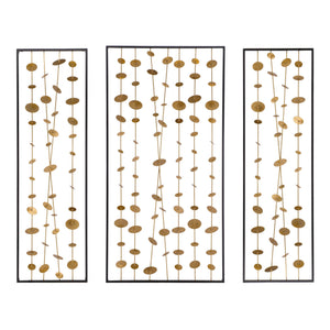 Metal Decorative Wall Art With Frame, Wall Decor For Living Room (Set of 3) - Gold