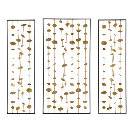 Metal Decorative Wall Art With Frame, Wall Decor For Living Room (Set of 3) - Gold