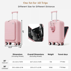 4-Piece Luggage Set with USB Charging Ports