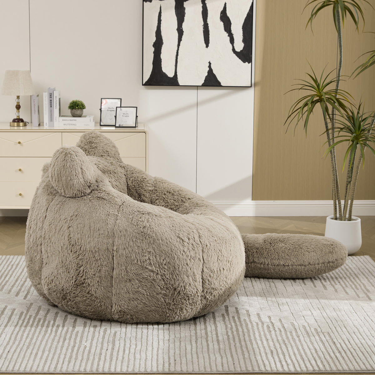 41.7'' W Faux Fur Cat Shaped Bean Bag Chair