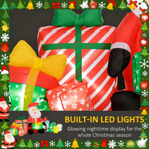 Inflatable Santa Claus And Gift Boxes Outdoor Display