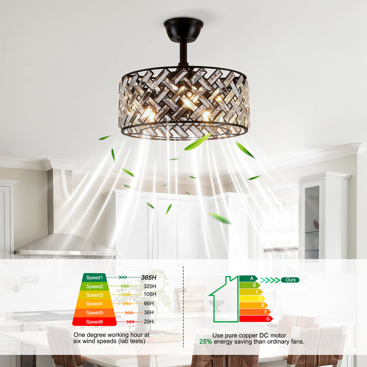 18'' Crystal Cage Ceiling Fan with Remote Control