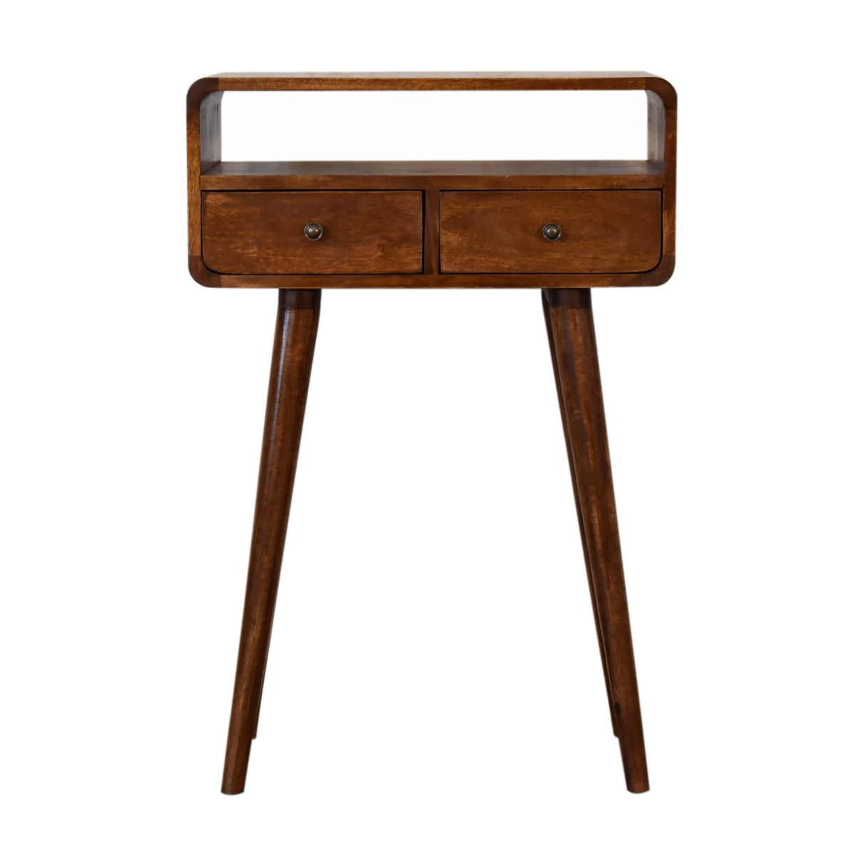 Solid Wood Mini Console Table, 2 Drawers, 1 Open Slot