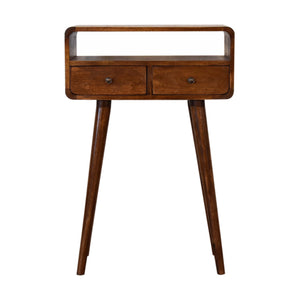 Solid Wood Mini Console Table, 2 Drawers, 1 Open Slot