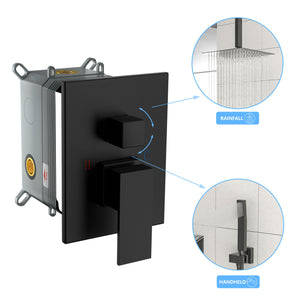 Modern Dual Shower Head System With 16" Ceiling Mount Finish, Stainless Steel And Brass