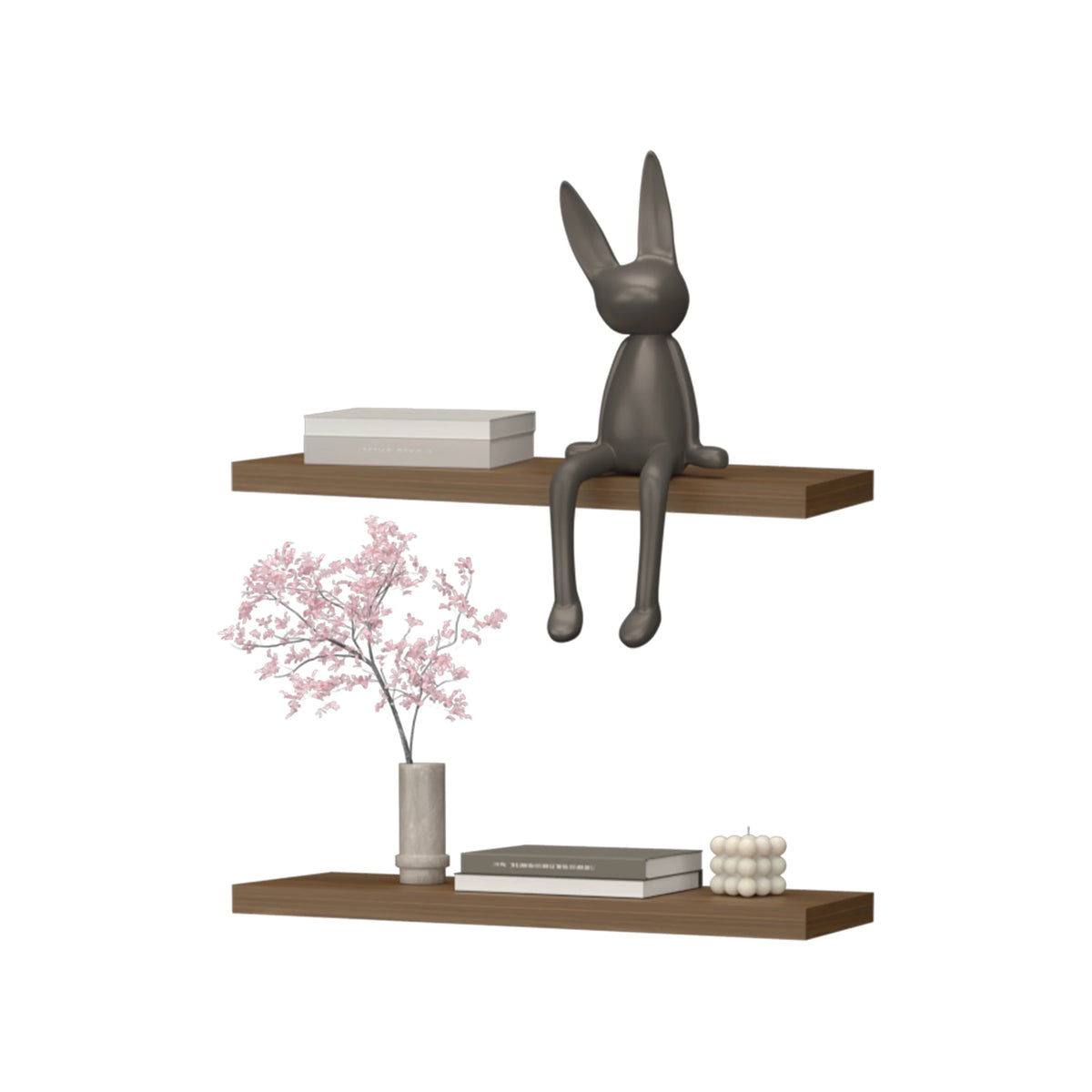 Mahogany Floating Shelf Set of 2 with Minimalist Design - Mahogany