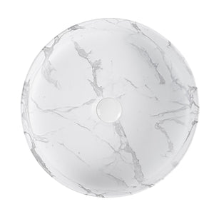 Integrated Carrara White Ceramic Basin, 14-Inch Round