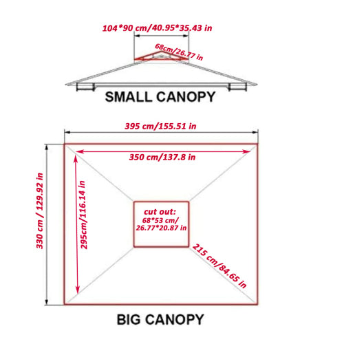 13x10 Ft Patio Double Roof Gazebo Replacement Canopy Top Fabric, Khaki