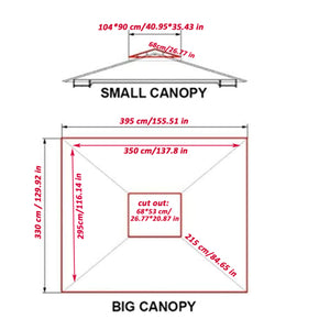 13x10 Ft Patio Double Roof Gazebo Replacement Canopy Top Fabric, Khaki
