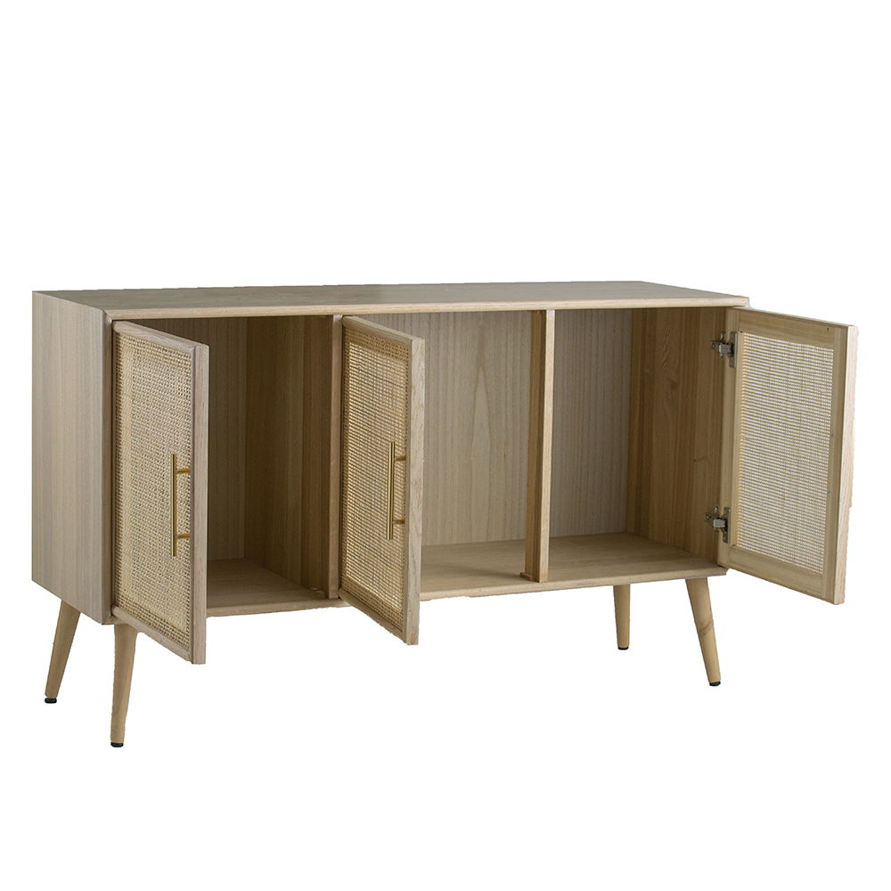 Wooden Accent TV Cabinet With 3 Doors - Brown