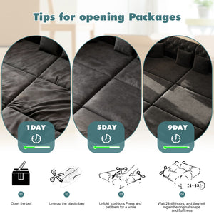 3-In-1 Convertible Sleeper Sofa With Movable Ottoman For Living Room