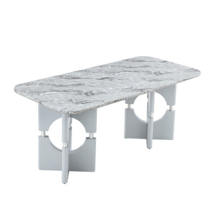 Modern Dining Table With Sleek Hollow-Out Frame And Accents