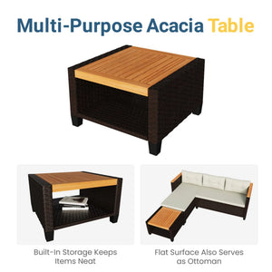 L-Shaped Patio Set With Cushions And Storage Table