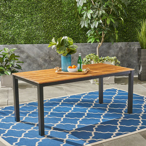 Rectangular Outdoor Dining Table Tabletop With Iron Legs - Black - Best Buy Furniture