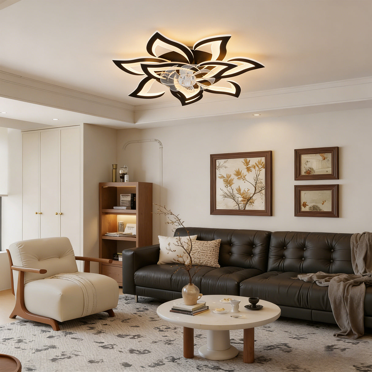 Modern Ceiling Fan with Lights Remote Control, 10 PCS Blades, 32"