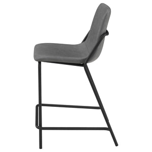 Counter Height Stools With Footrest (Set of 2) - Gray / Black