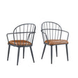Industrial Inspired Upholstered Dining Chair Set With Metal Legs (Set of 2) - Brown - Best Buy Furniture