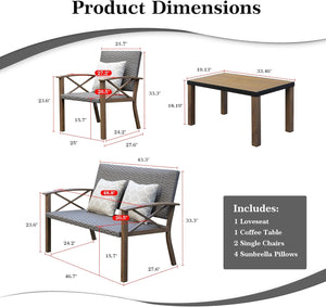 Aluminum Patio Furniture Set, 4-Piece Modern Conversation Set