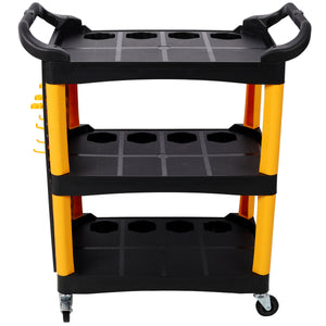 3 Tier Rolling Auto Detail Cart With Wheels - Yellow & Black