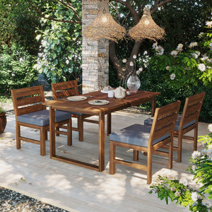 U_STYLE Farmhouse 5-Piece Outdoor Patio Dining Set with Adjustable Legs