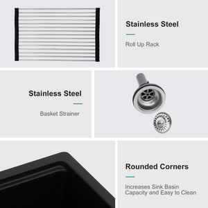 Quartz Composite Kitchen Sink With Workstation, Undermount